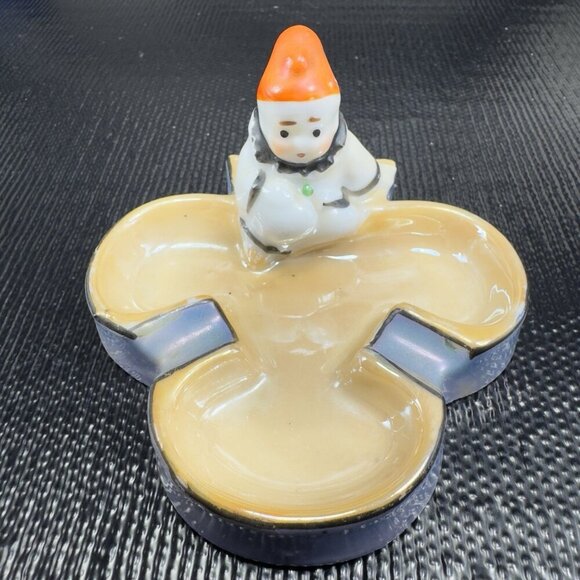VINTAGE JAPAN CLOWN PIXIE LUSTERWARE ASHTRAY PLAYING CARD CLUB TRINKET DISH - Picture 7 of 13